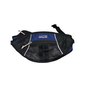 Patagonia Vintage Waist Pack Hip Belt Bag Blue Black Mesh Front Outdoor Gear